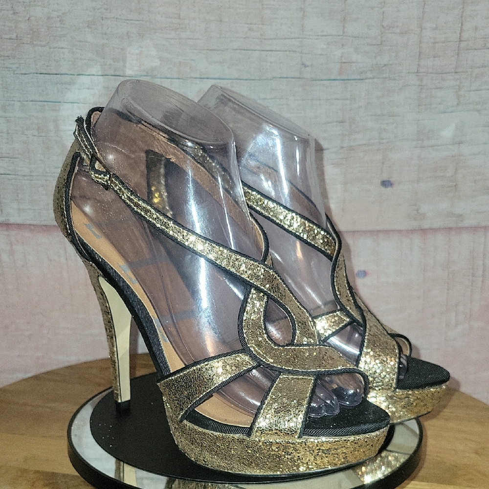 Elle Gold Sparkly Platform Heels